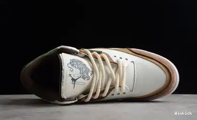 Dark White Brown Jordan Retro 3 Green Air SE Shoes 398614-500 0426